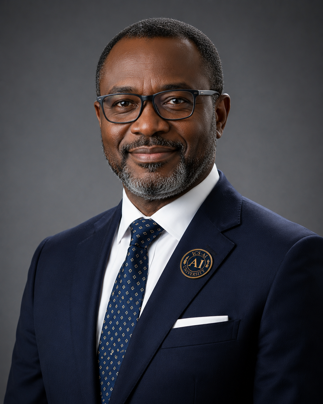 Official portrait of Prof. Dr. Kwame Mensah, Pro Vice Chancellor – Research & Innovation of ICS AI University